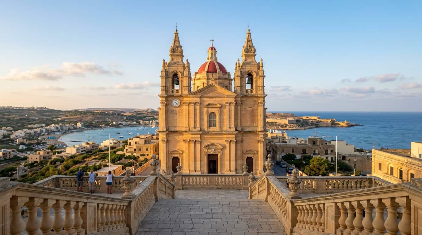 Capturing The Honey Hue Of The Mediterranean: My Favorite Malta Photography Spots Architectural Symmetry At The Mellieħa Viewpoint