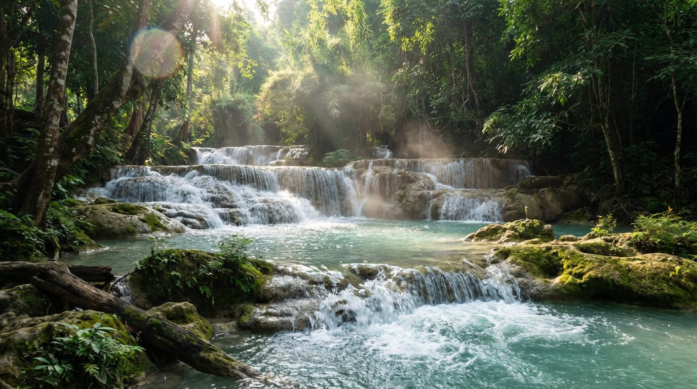 Chasing Turquoise Waterfalls At Kuang Si