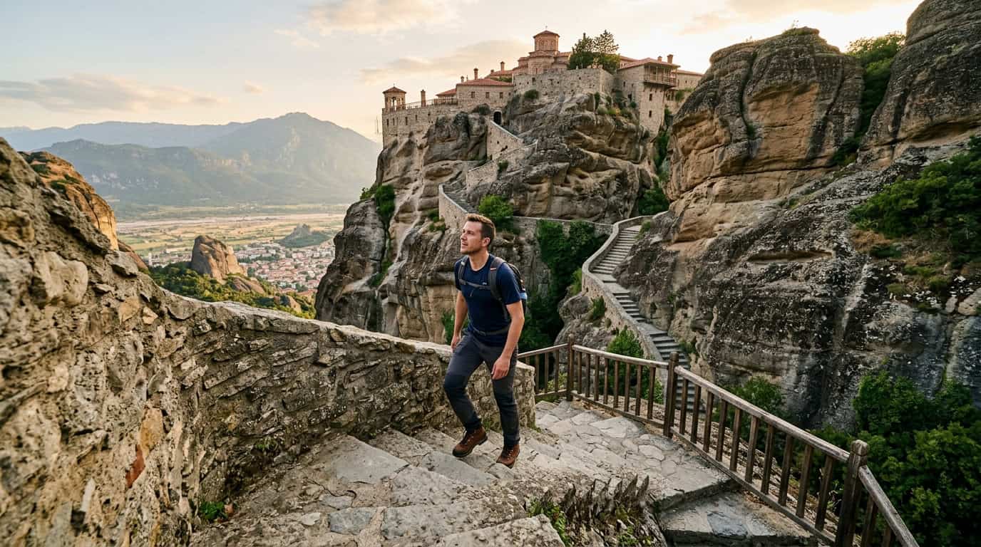 Conquering The Stone Stairs Of Great Meteoron