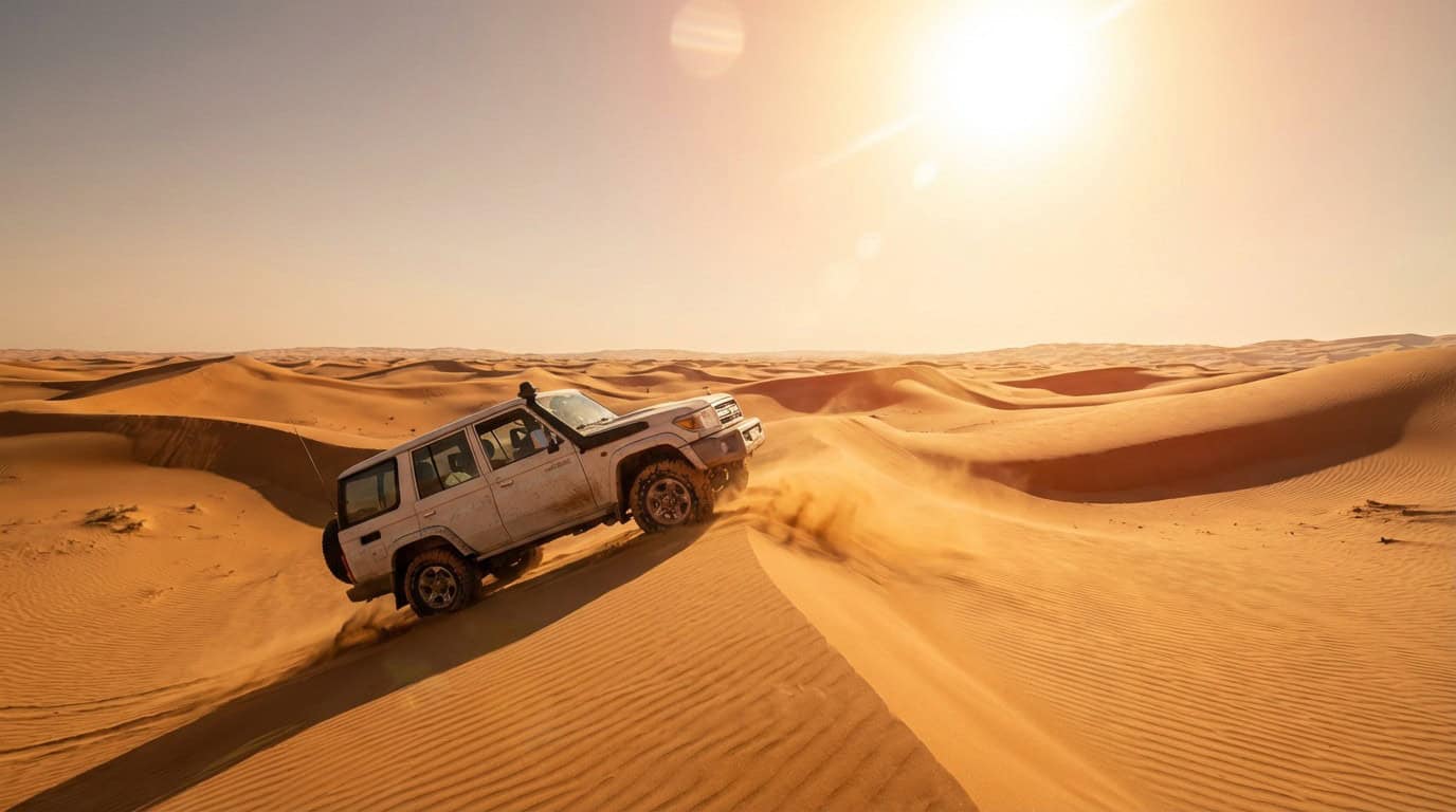 Crossing The Golden Crests Of The Wahiba Sands