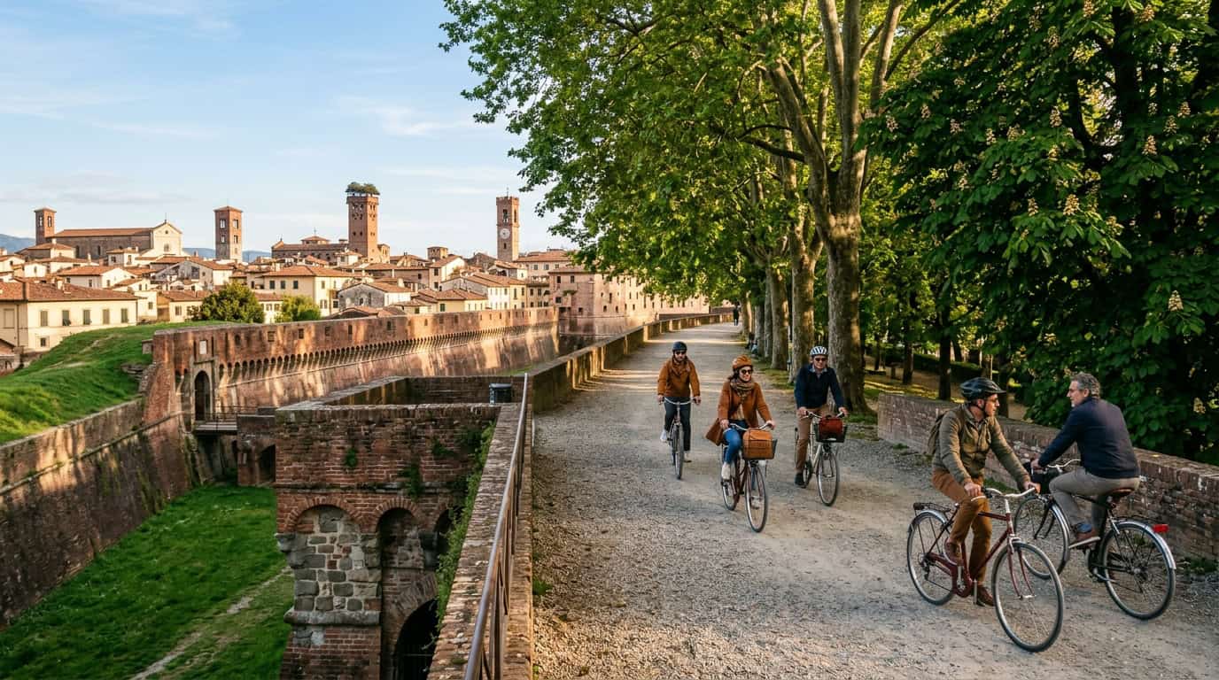 cycling through history on a lucca tuscan wall bik 1782572513116