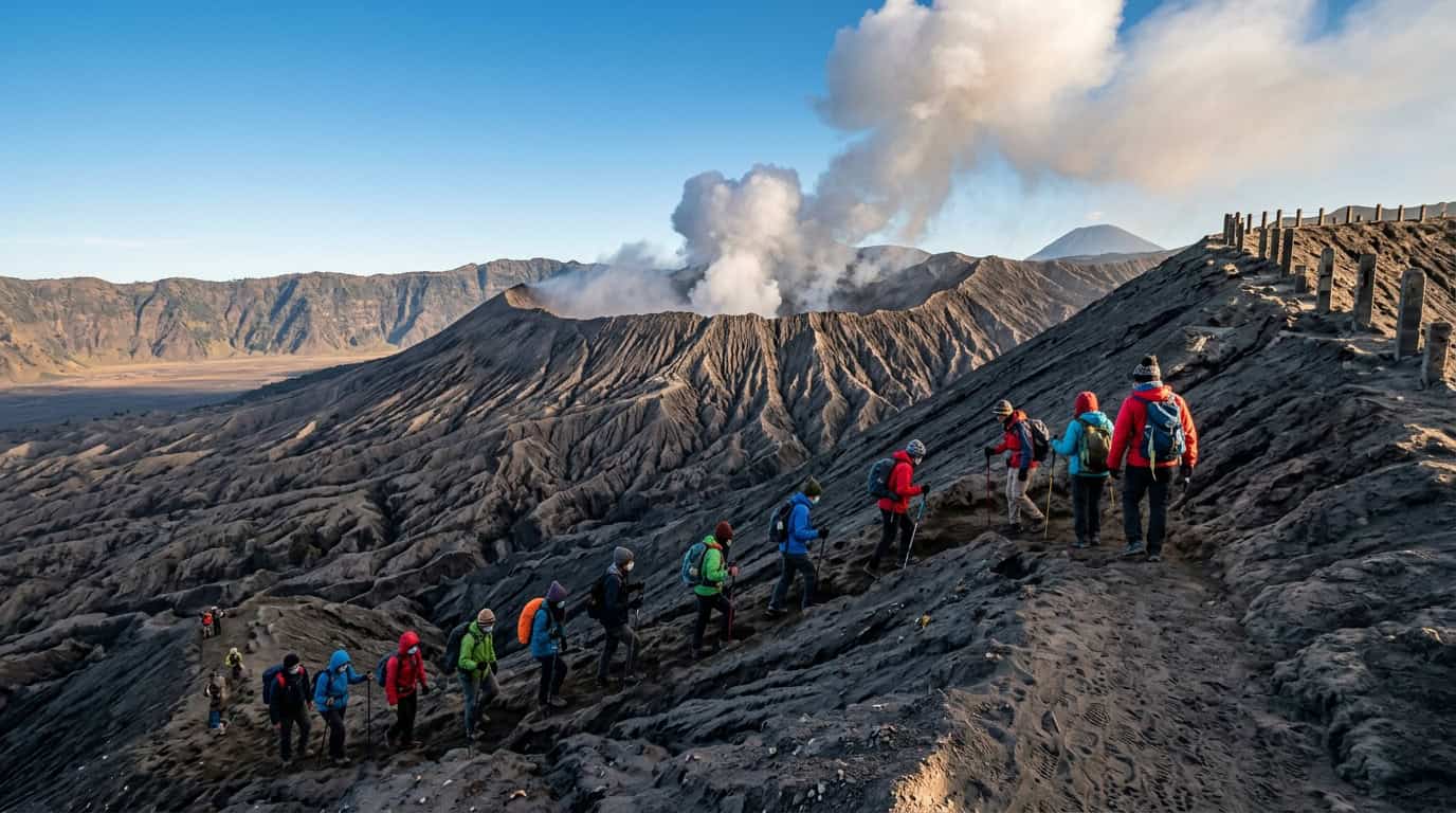 Hiking The Ashy Slopes To Bromo Crater Rim