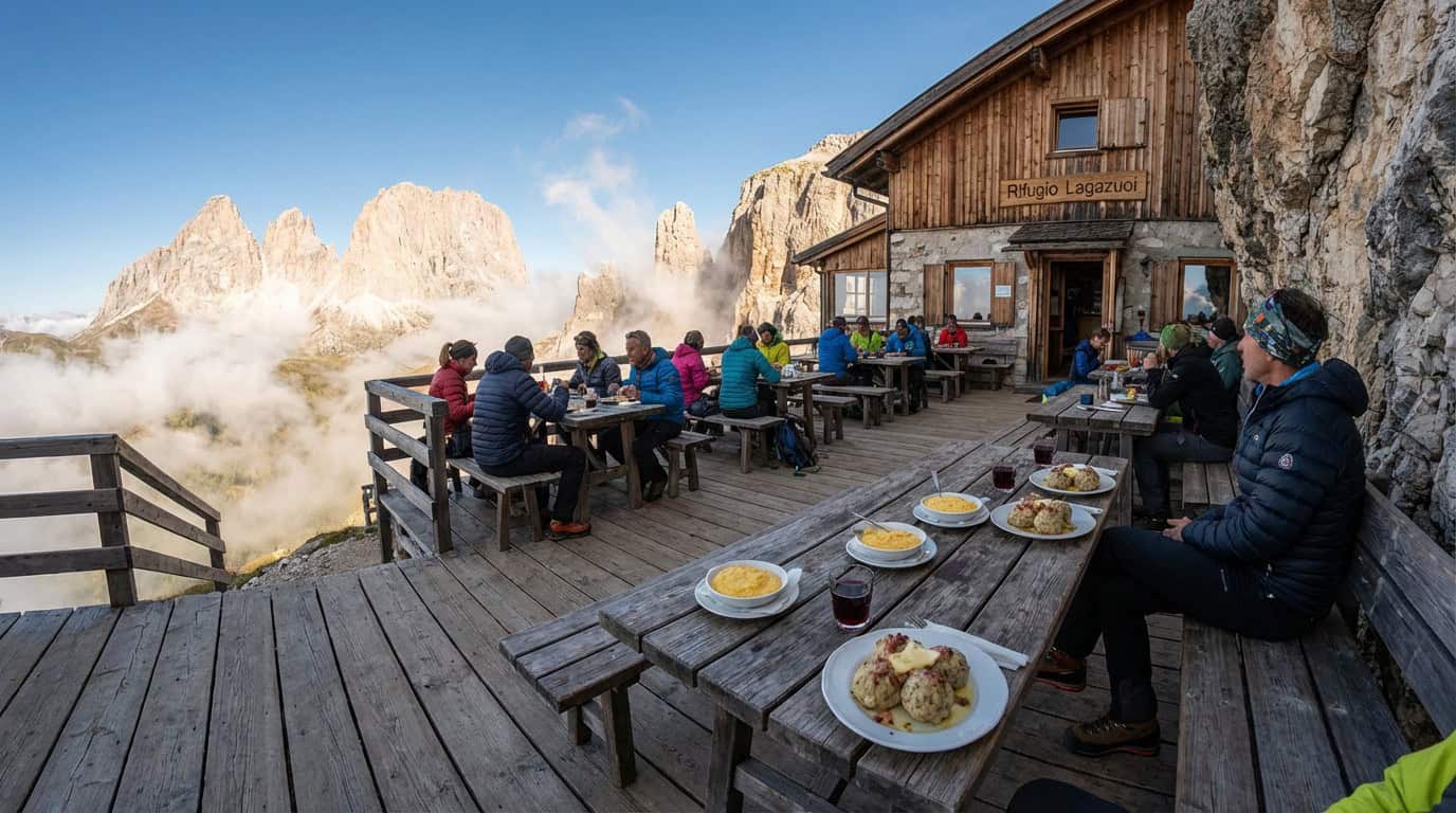 Dining In The Clouds At Traditional Mountain Rifugi