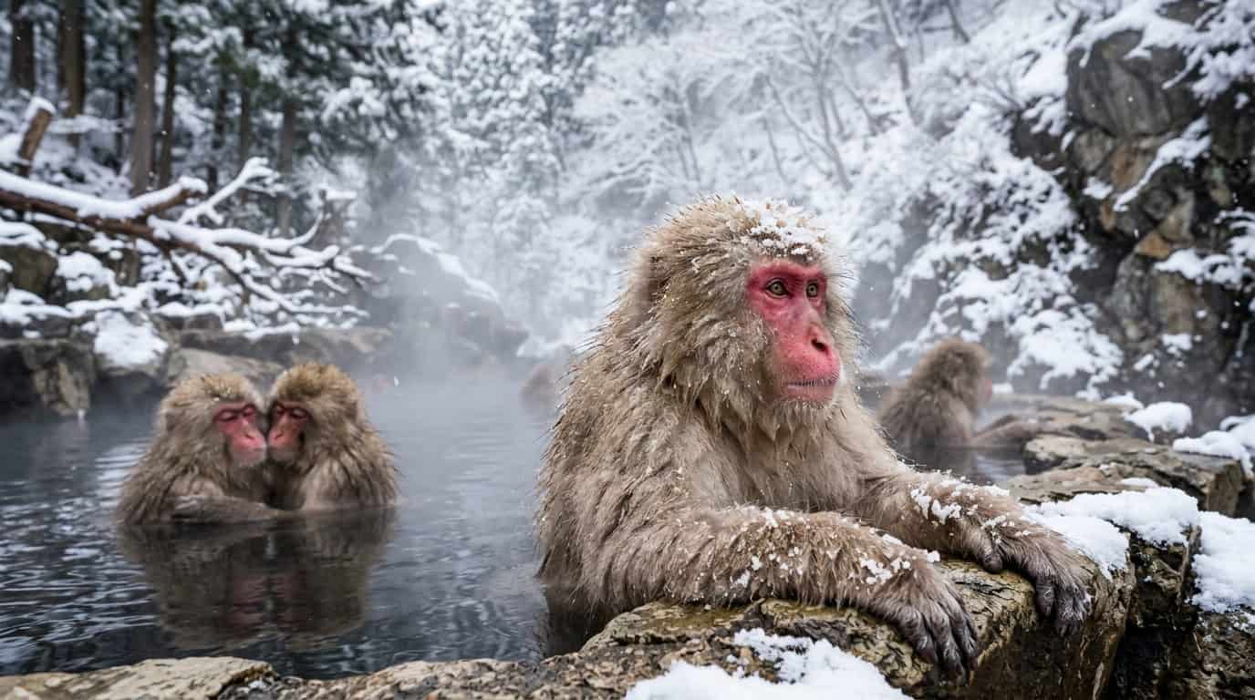 The Ultimate Nagano Winter Guide: Powder Snow, Hot Springs, and Snow Monkeys Watching Wild Snow Monkeys Soak at Jigokudani Park